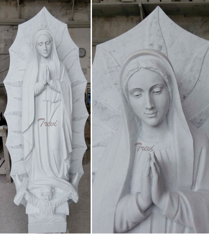 Buy white marble statue of our lady of guadalupe for catholic outdoor garden decor