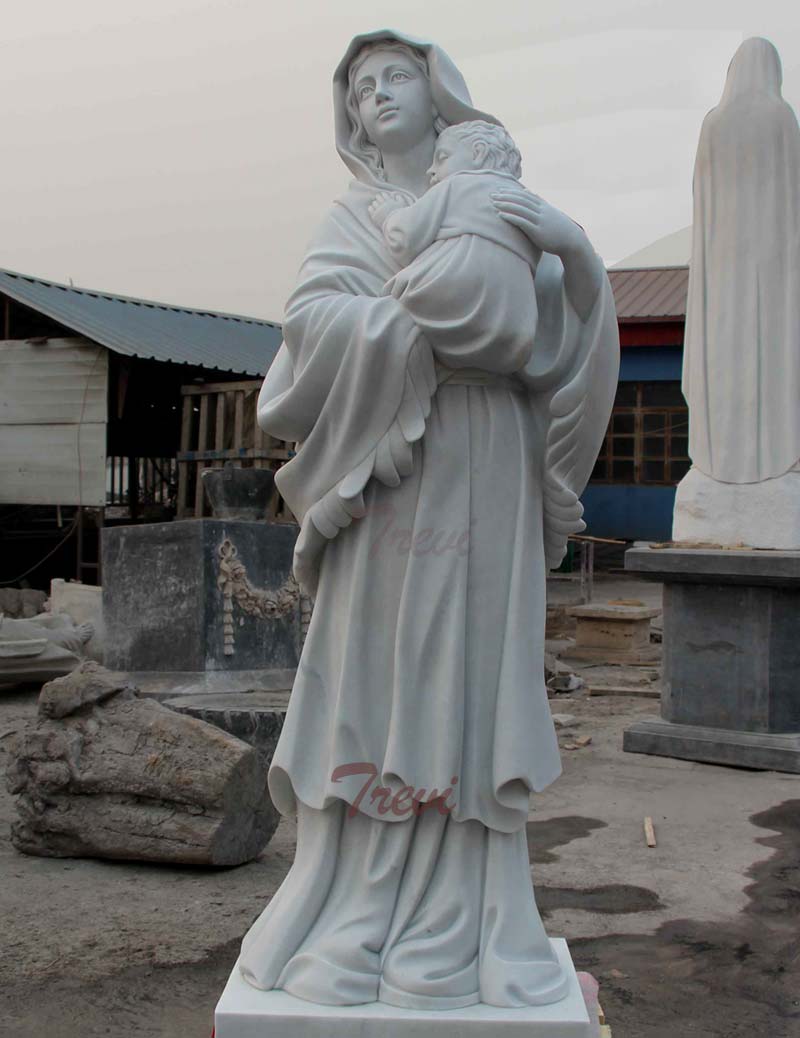 Large white madonna and child christ marble statue for outdoor garden decor online sale