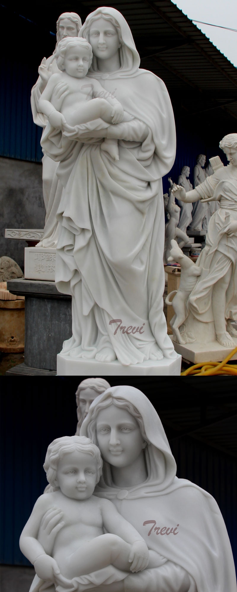 Religious garden statues of white madonna and christ statues life size for sale