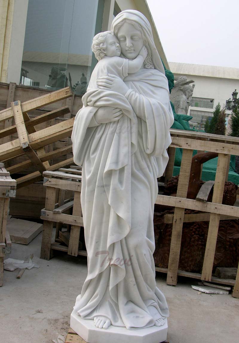 White madonna and christ life size marble garden statues outdoor