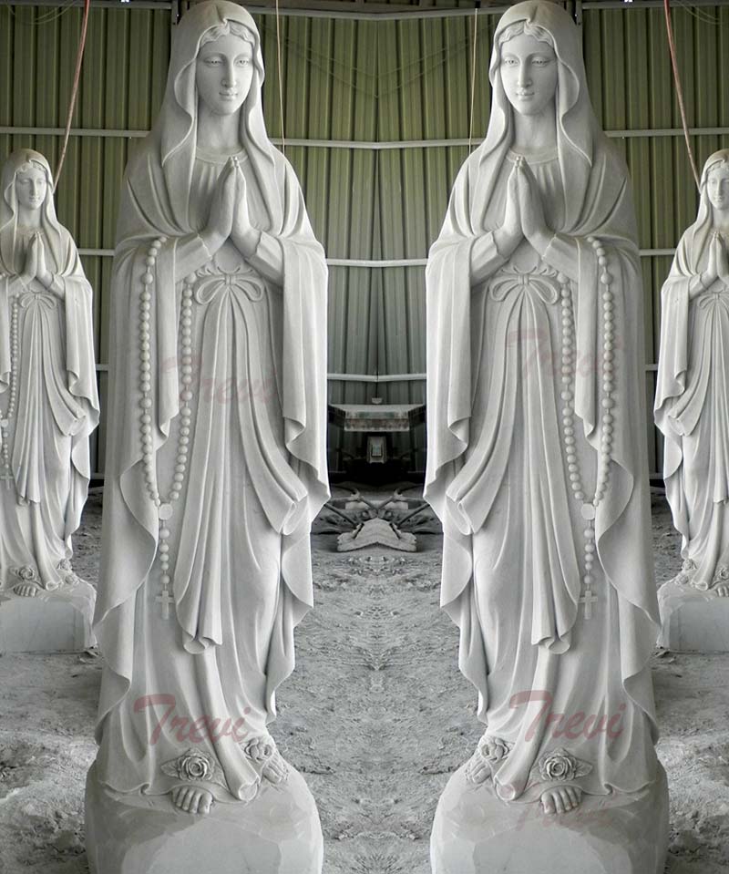 Catholic blessed mother our lady of lourdes garden marble statue france
