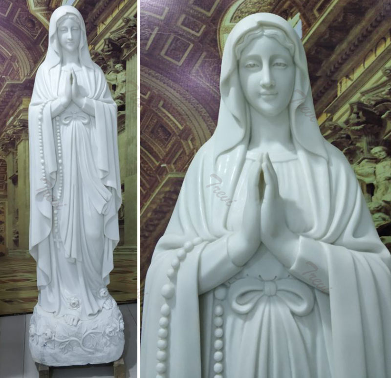 Catholic church blessed mary lady lourdes rosary beads statues outdoor decor