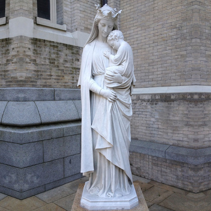 Large white crown madonna with christ religious garden statues for sale