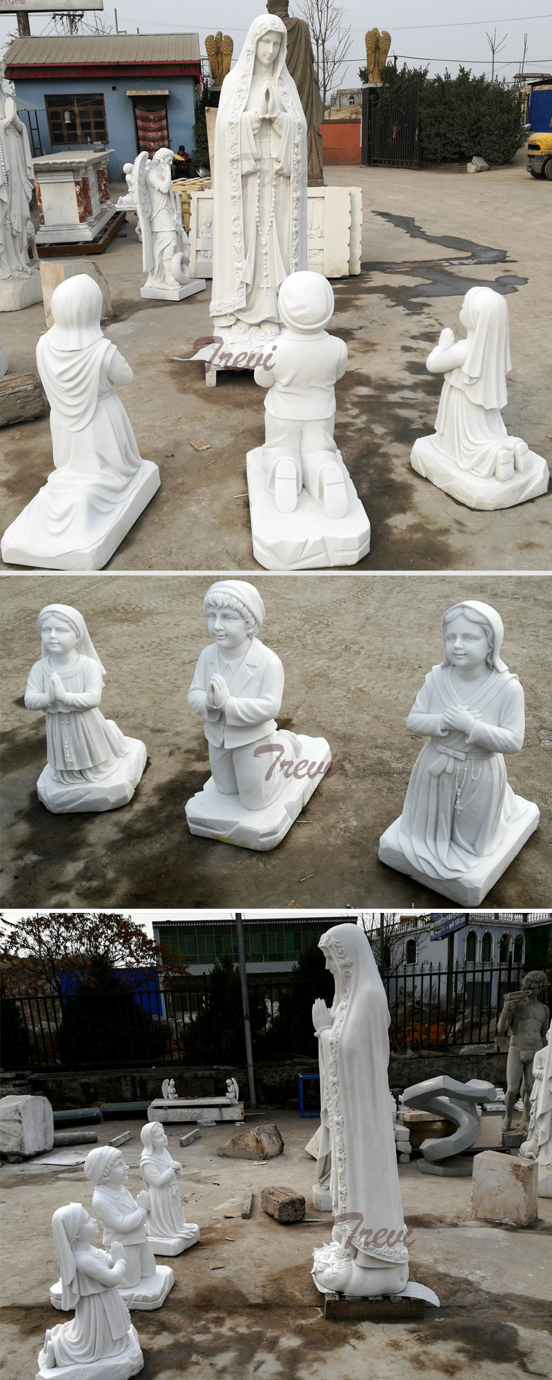 Outdoor blessed mother lady of fatima statue with three shepherd child set for sale TCH-64