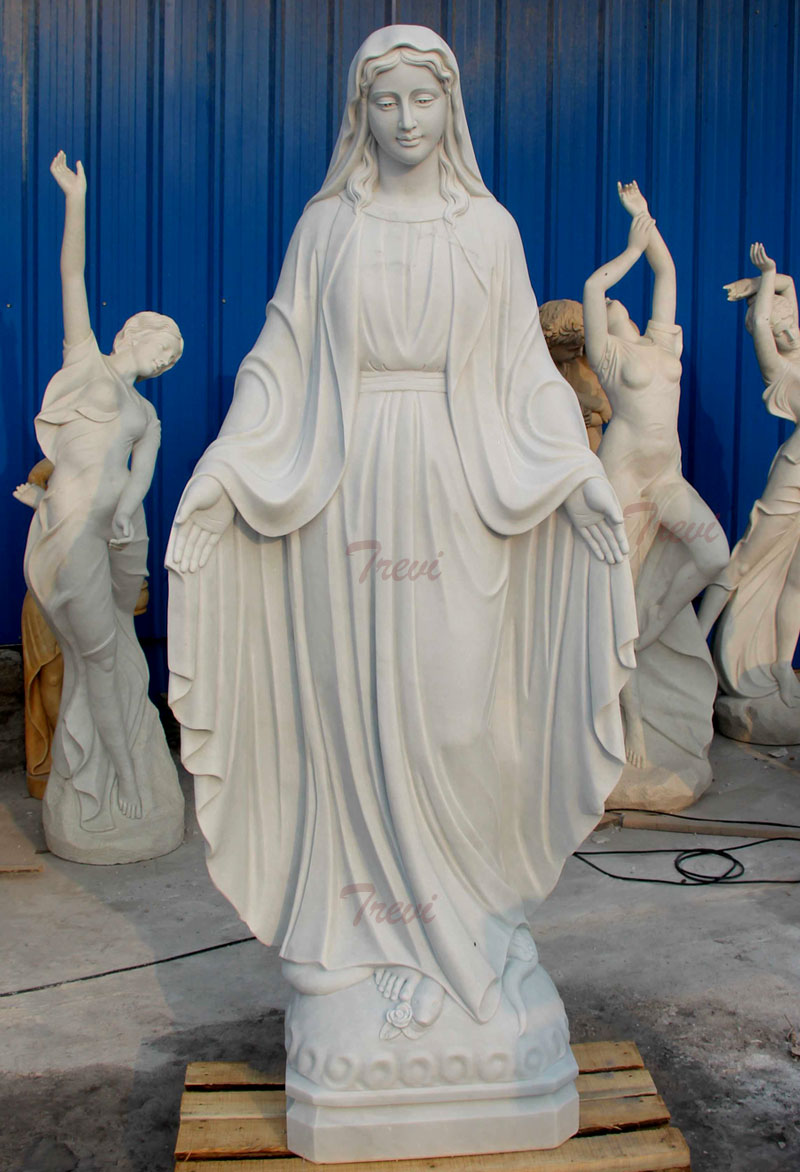 Buy white marble our lady of grace mother mary catholic garden statue