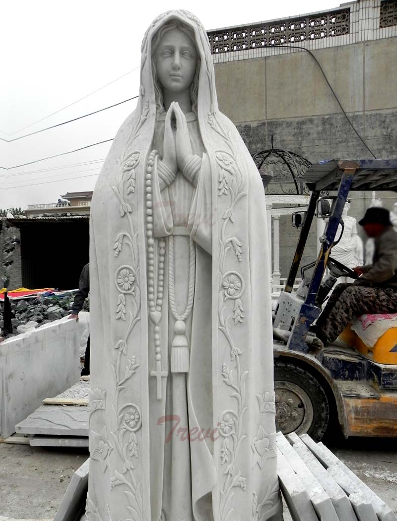 Virgen de fatima pilgrim statue with rosary beads religious garden sculpture for sale TCH-67