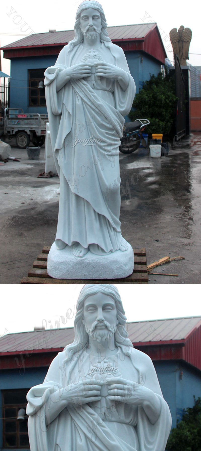 Garden Church Decoration Marble Saint Jesus Heart Sculpture for Sale CHS-294
