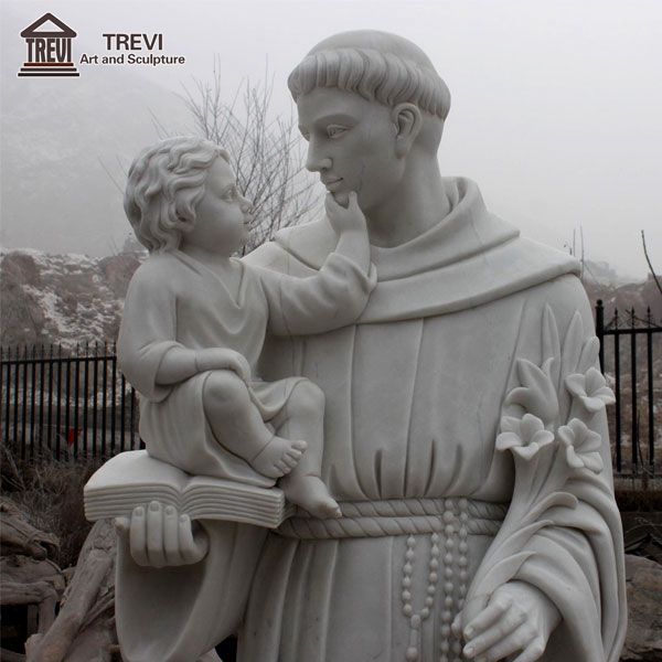 Custom Religious Marble Saint Anthony and Baby Jesus Sculpture for Sale CHS-253