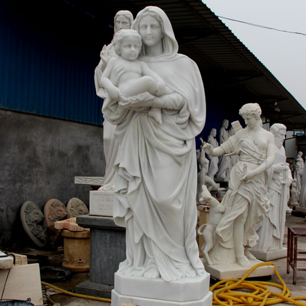 Large madonna of the trail white virgin mary statue in church