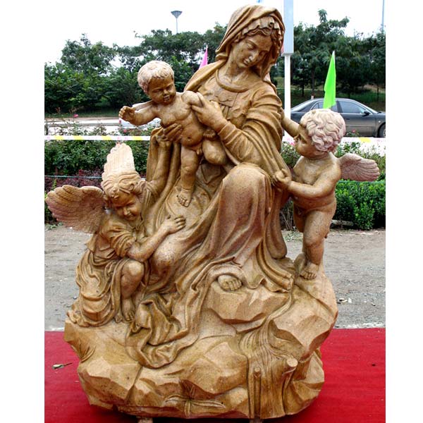 Catholic madonna and child angel outdoor statues for church decoration TCH-78