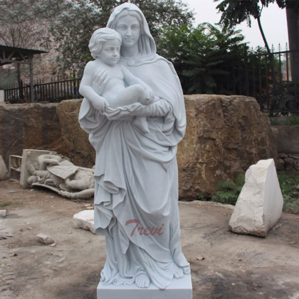 White marble Madonna with child garden statues for outdoor church TCH-80