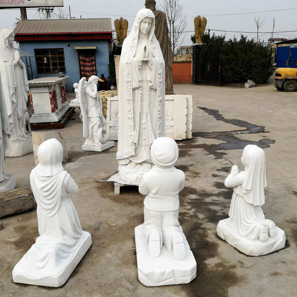 Blessed mother lady of fatima statue with three shepherd child set statues outdoor for sale TCH-64