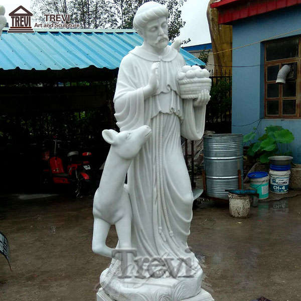 Religious Sculpture Marble Saint Francis and Animal Sculpture for Sale CHS-256