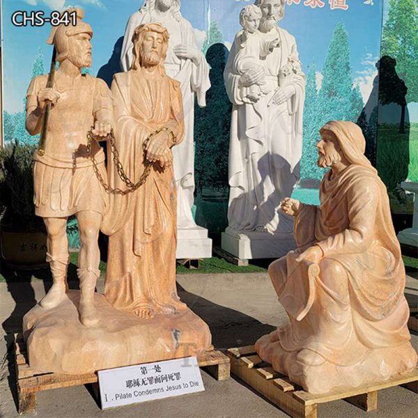 Marble Religious Pilate Condemns Jesus to Die Statue for Sale CHS-841