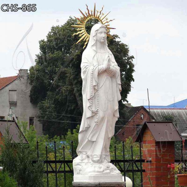 White Marble Blessed Virgin Mary Statue Outdoor Decor for Sale CHS-865