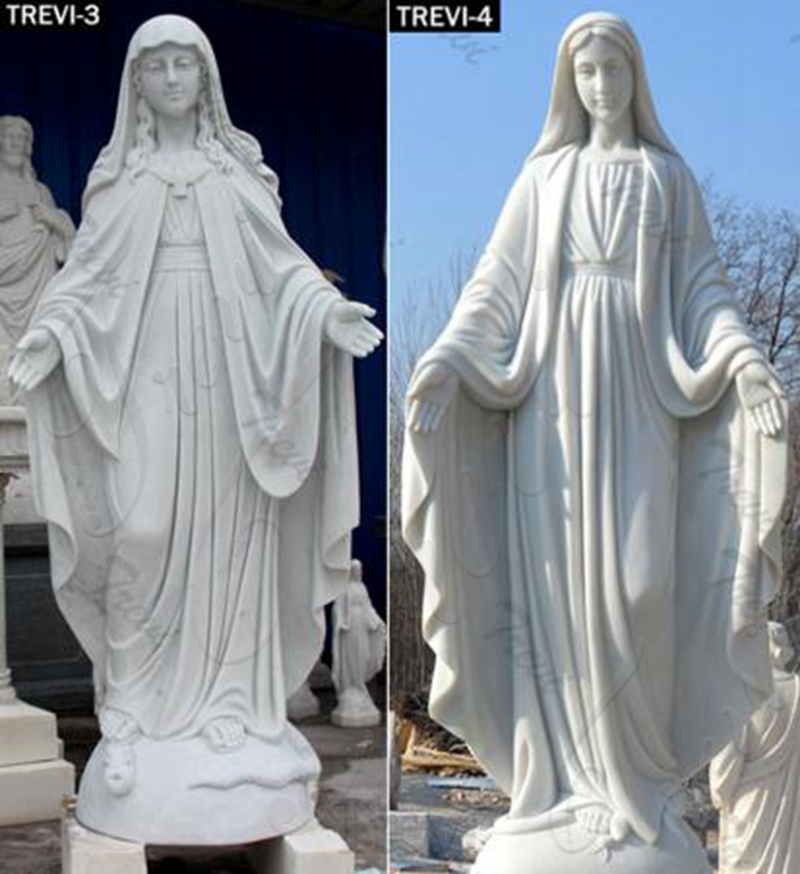 Natural Marble Statues of The Blessed Virgin Mary with Halo CHS-883