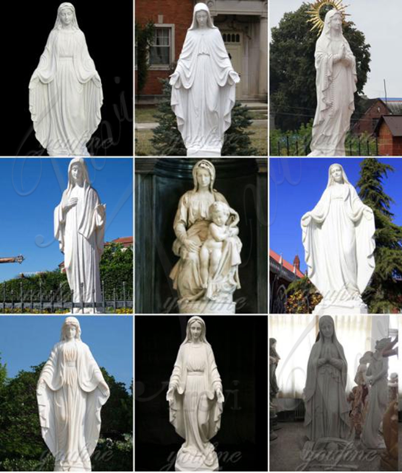 Natural Marble Statues of The Blessed Virgin Mary with Halo CHS-883