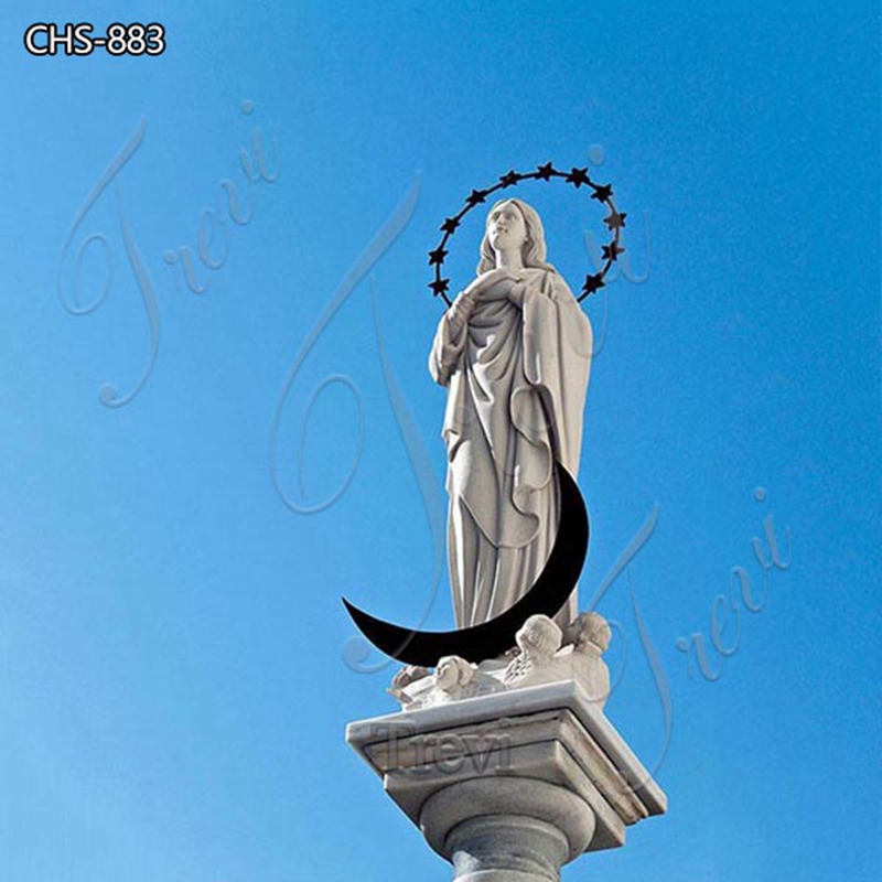 Natural Marble Statues of The Blessed Virgin Mary with Halo CHS-883