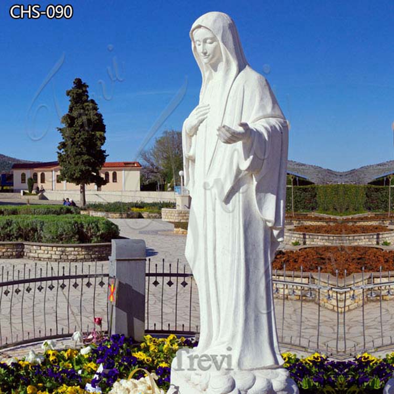 Hand Carved White Marble Virgin Mary Statue for Church CHS-090