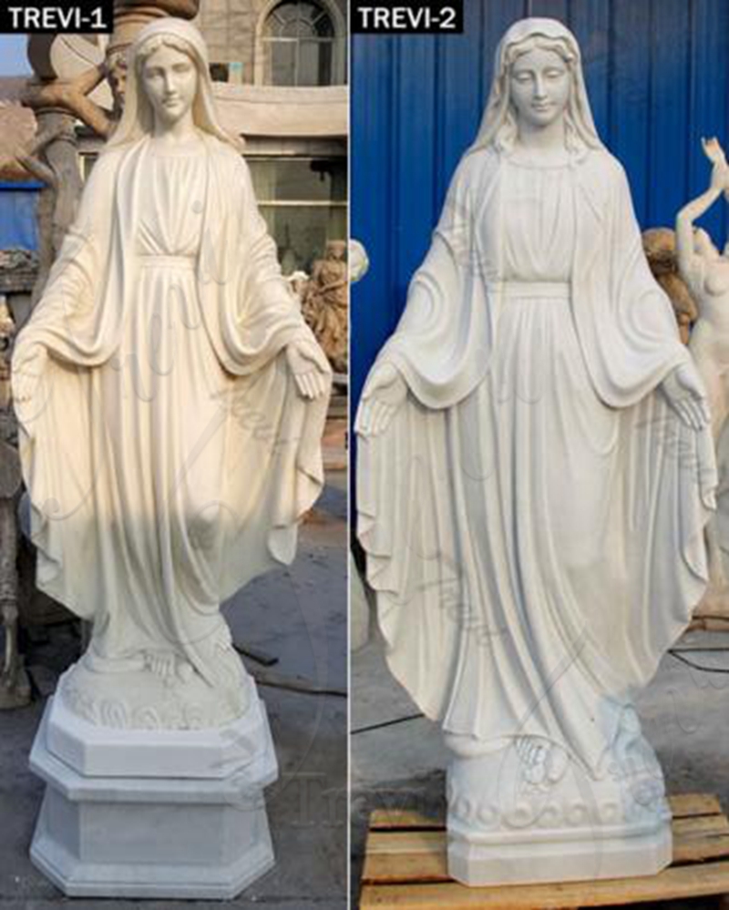 Natural Marble Statues of The Blessed Virgin Mary with Halo CHS-883