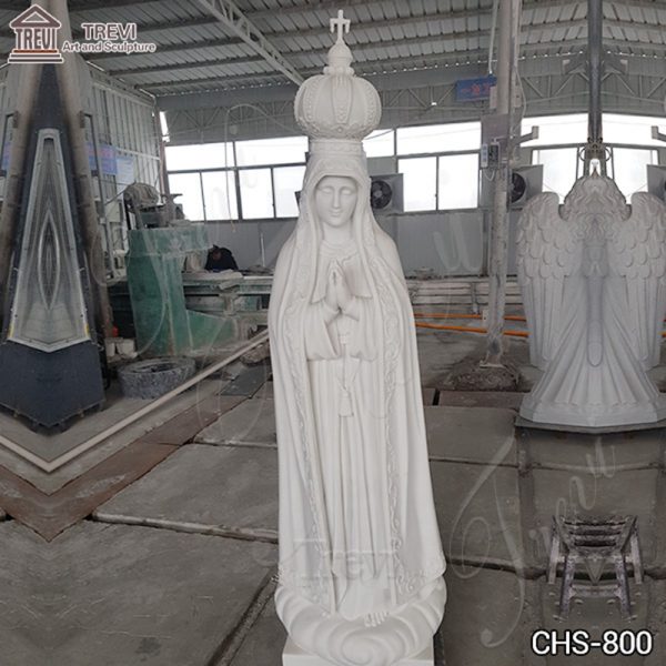 White Marble Our Lady of Fatima Pilgrim Virgin Statue Supplier CHS-800