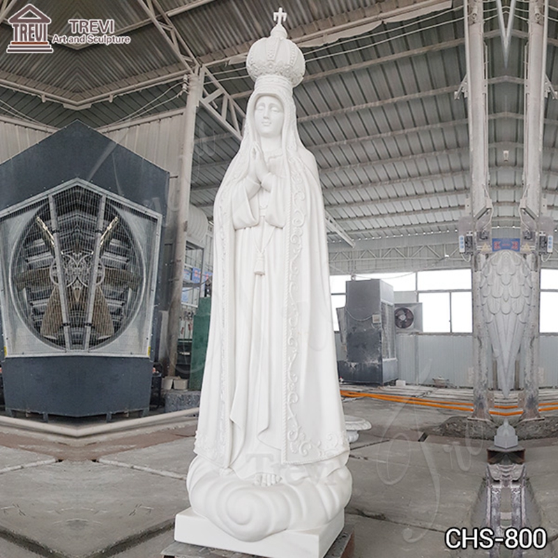 White Marble Our Lady of Fatima Pilgrim Virgin Statue Supplier CHS-800