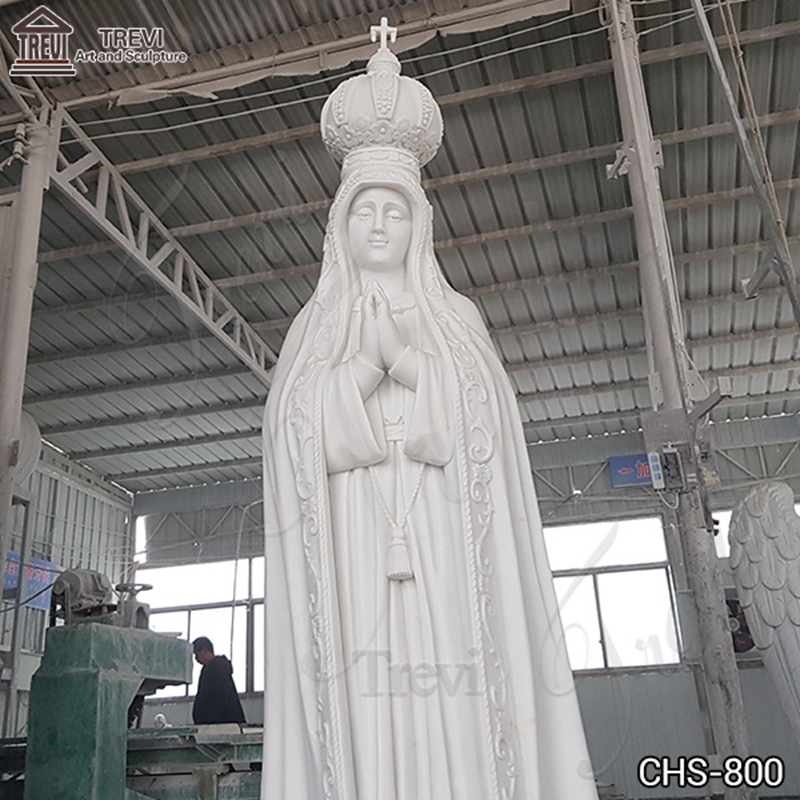 White Marble Our Lady of Fatima Pilgrim Virgin Statue Supplier CHS-800