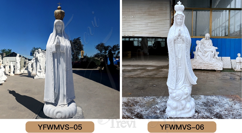 White Marble Our Lady of Fatima Pilgrim Virgin Statue Supplier CHS-800