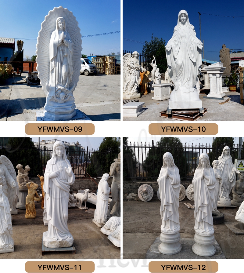 White Marble Our Lady of Fatima Pilgrim Virgin Statue Supplier CHS-800