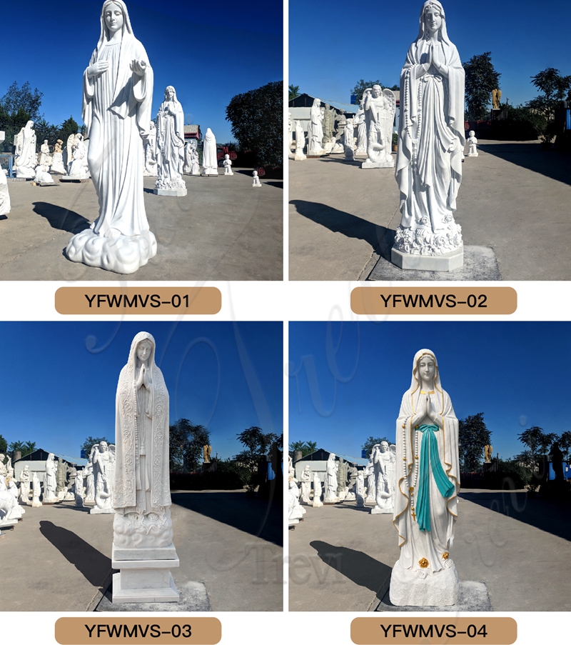 White Marble Our Lady of Fatima Pilgrim Virgin Statue Supplier CHS-800