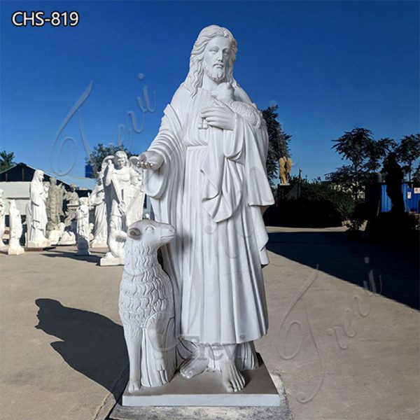 Hand Carved Jesus The Good Shepherd Garden Statue Hot Sale CHS-819