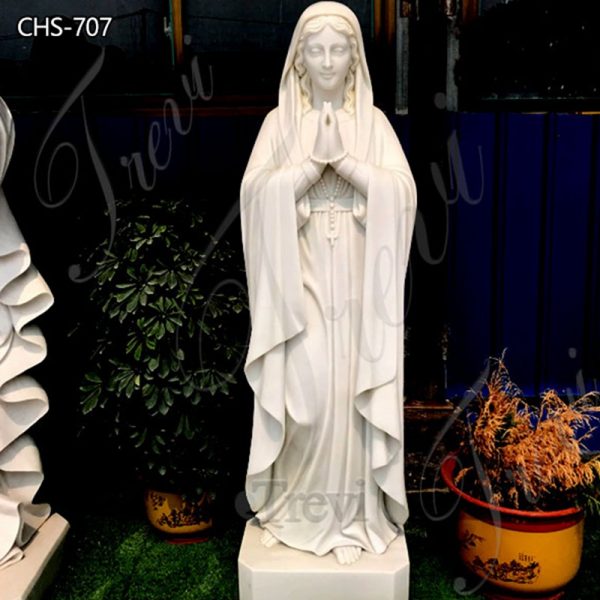 White Catholic Marble Lourdes Statue of Mary for Sale
