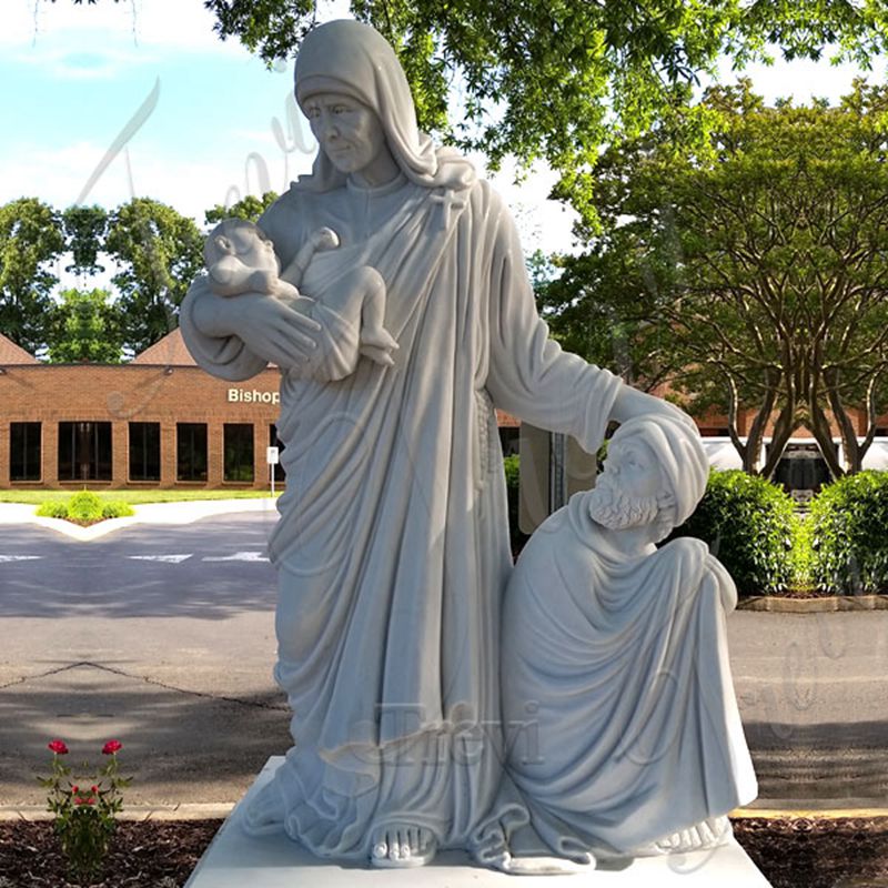 marble mother teresa with child statue