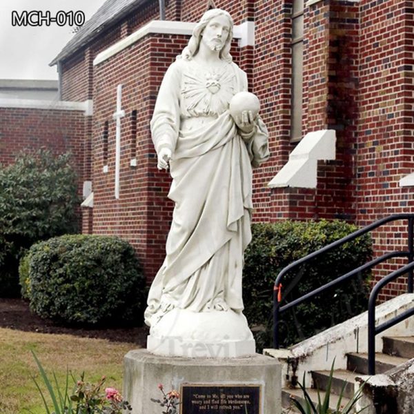 White Jesus Christ Marble Statue Holding Ball