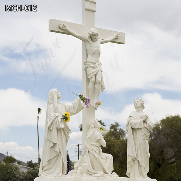 Outdoor Religious White Marble Crucifix for Sale