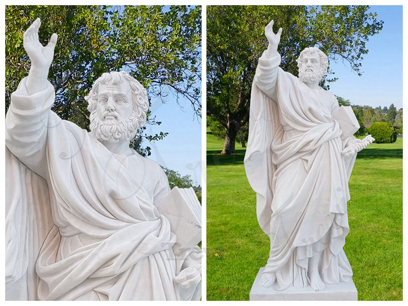 marble statue of peter holding keys details