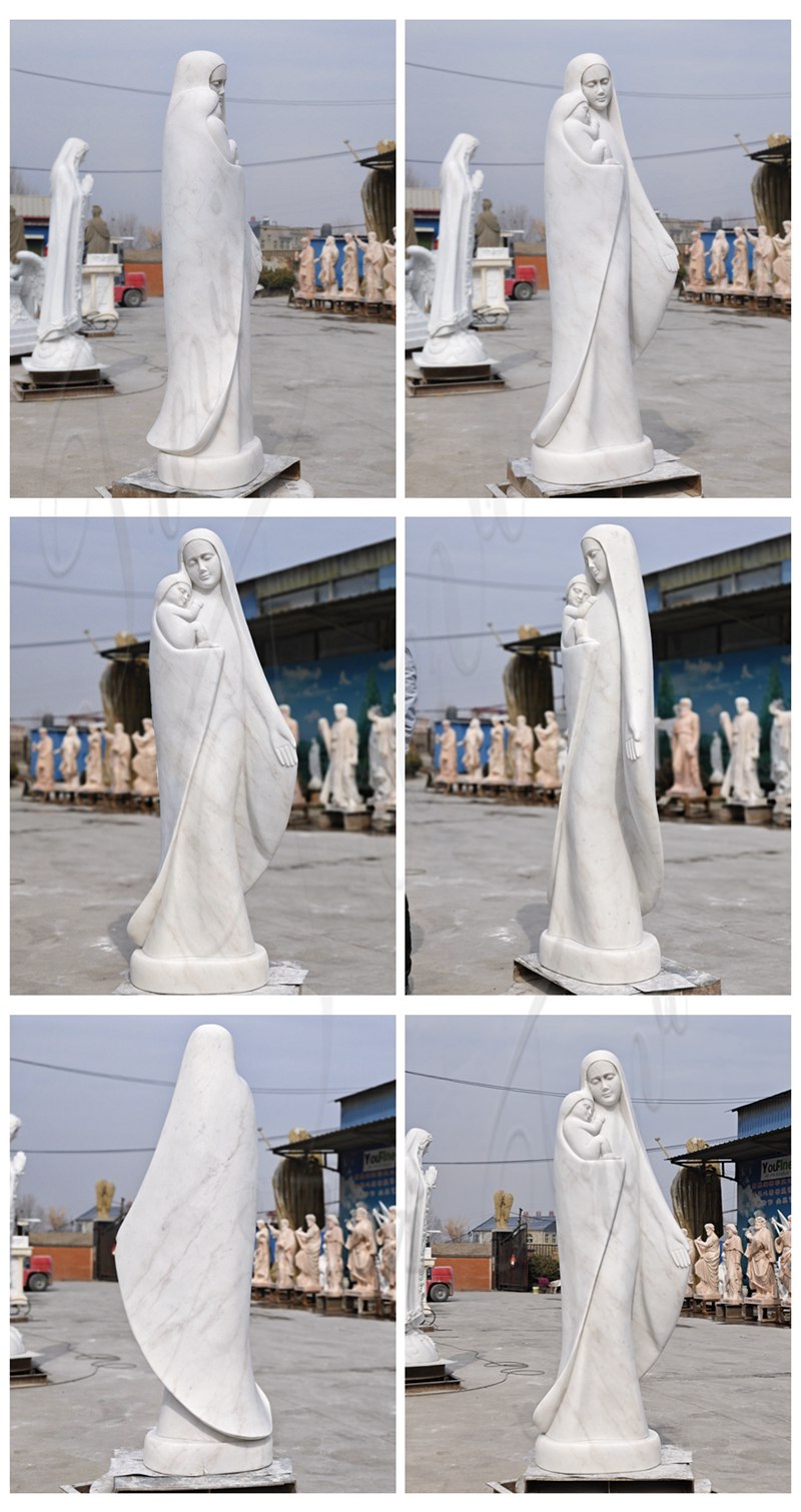 marble statues of mary holding jesus