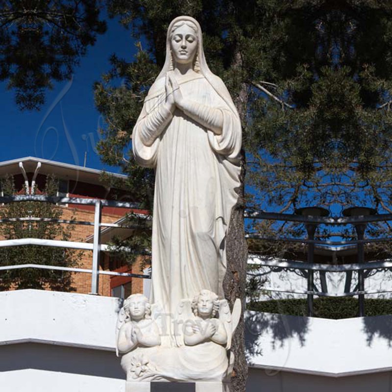 marble blessed virgin garden statue