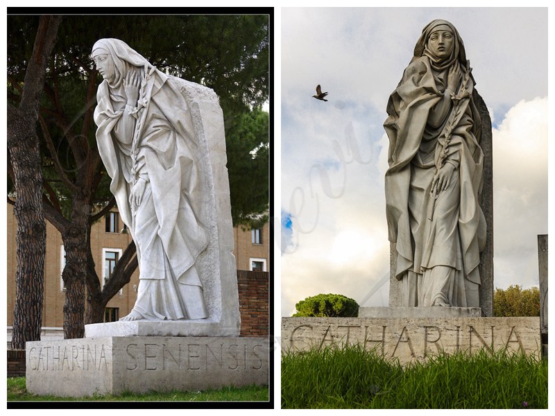 White Large Marble Saint Catherine Statue for Sale (1)