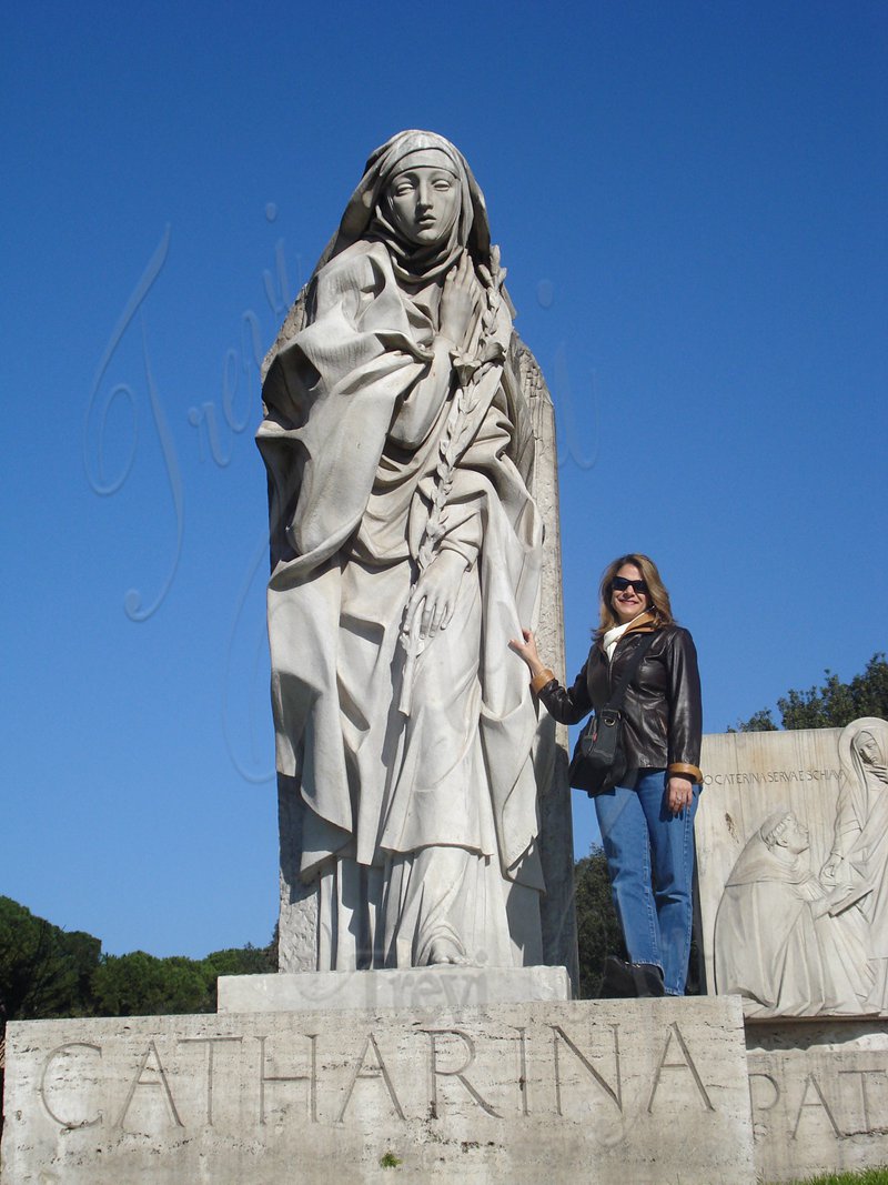 White Large Marble Saint Catherine Statue for Sale