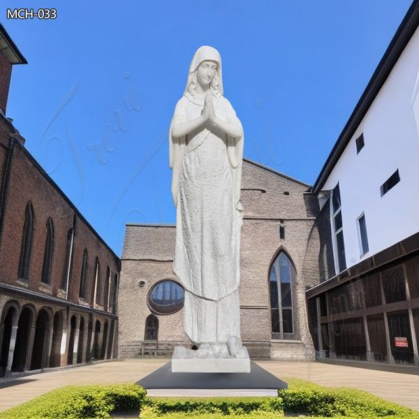 White Catholic Marble Statue of Mary for Churches